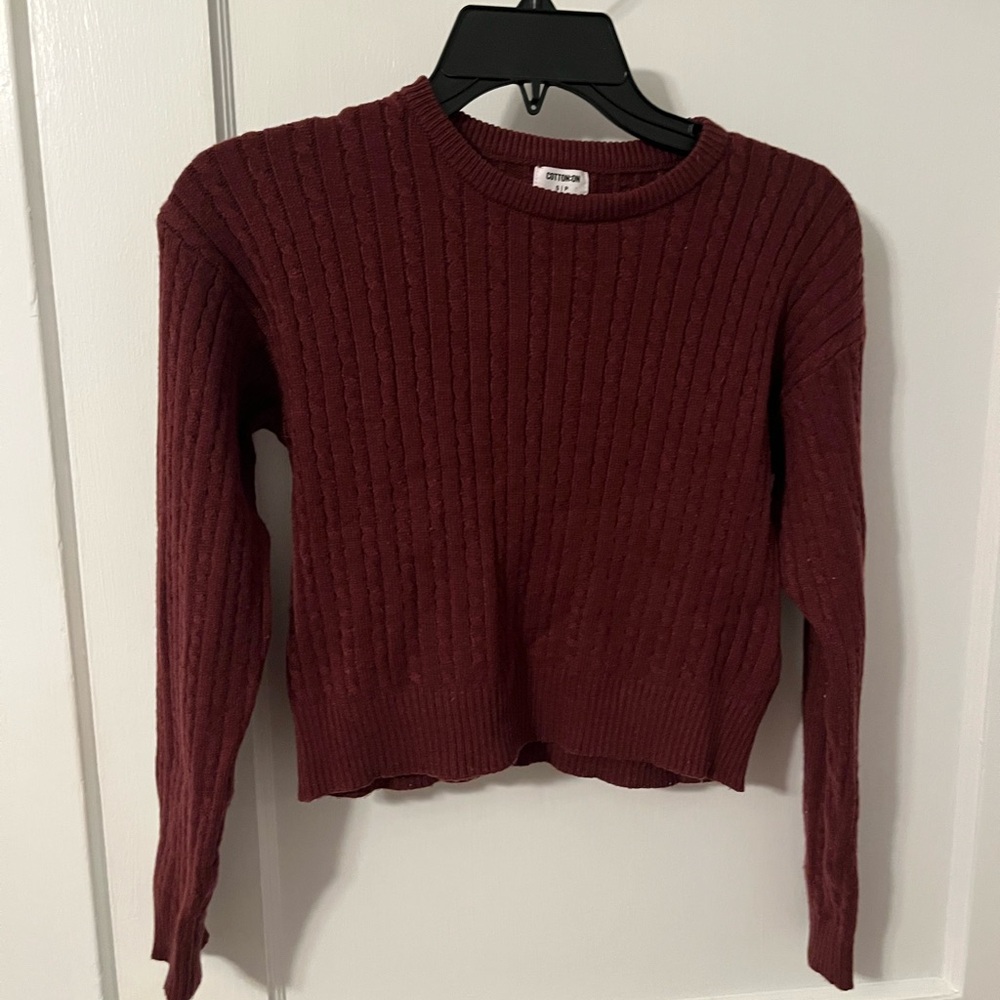 Burgundy Ribbed Knit Sweater - Picture 5 of 5